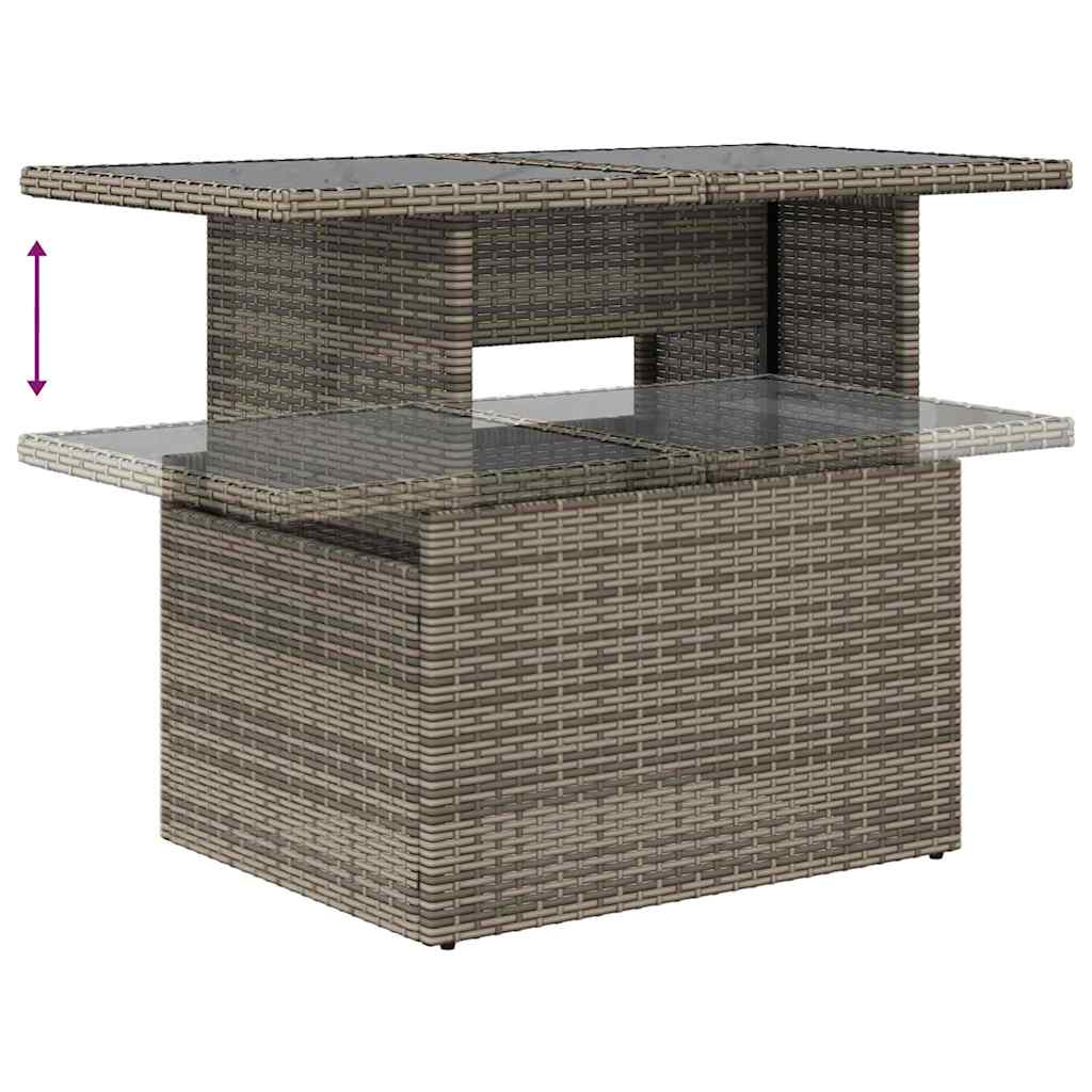 Garten-Sofa-Set mit Speicher 5 pcs Grau Poly Rattan